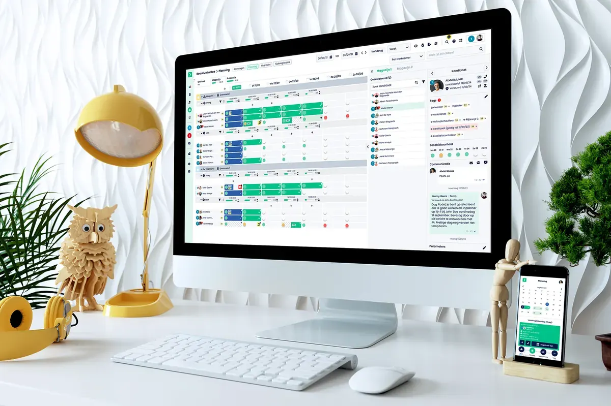 NxtPeople planning interface on desktop and mobile.